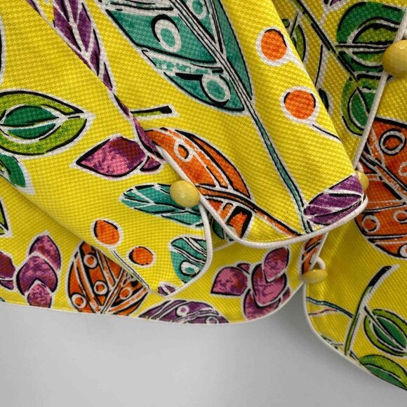 REDD Jeans Blazer Jacket‎ Womens 16 Spring Yellow Floral Textured Cotton Vintage - Picture 5 of 7